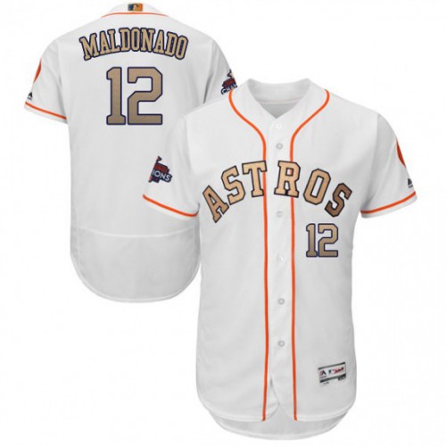 Houston Astros #12 Martin Maldonado White FlexBase Authentic 2018 Gold Program Cool Base Stitched Jersey Men's cheap jerseys for sale - CheapJerseys.Shop
