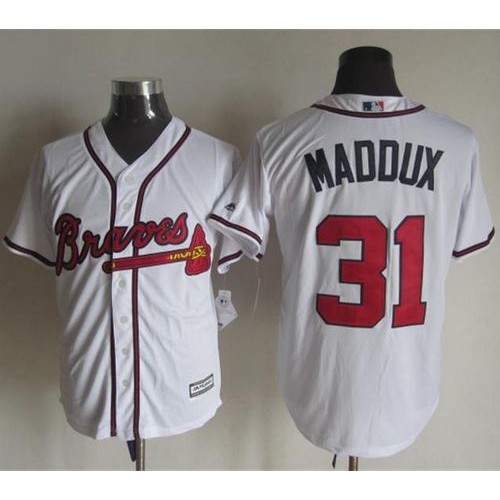Atlanta Braves #31 Greg Maddux White New Cool Base Stitched Jersey Men's cheap jerseys for sale - CheapJerseys.Shop