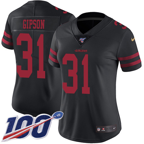 49ers #31 Tashaun Gipson Black Alternate Women's Stitched 100th Season Vapor Limited Jersey cheap jerseys for sale - CheapJerseys.Shop