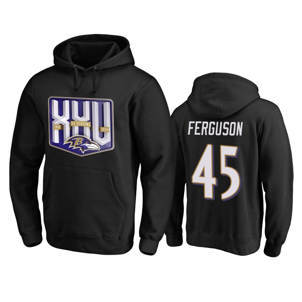Baltimore Ravens #45 Jaylon Ferguson Men's Black Team 25th Season Pullover Hoodie cheap jerseys for sale - CheapJerseys.Shop