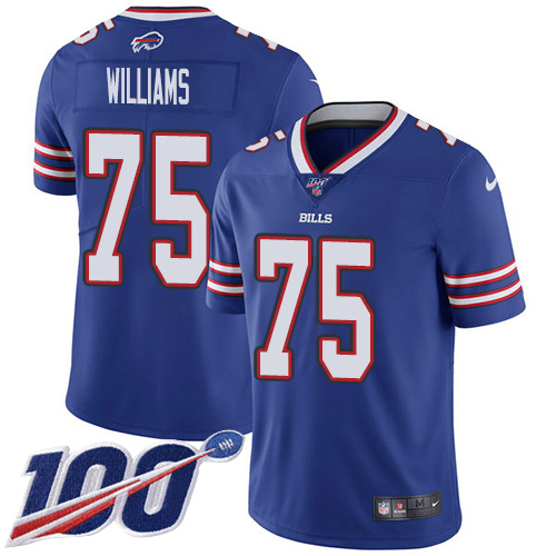 Buffalo Bills #75 Daryl Williams Royal Blue Team Color Men's Stitched 100th Season Vapor Untouchable Limited Jersey Men's cheap jerseys for sale - CheapJerseys.Shop