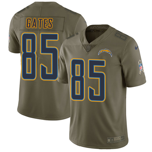 Los Angeles Chargers #85 Antonio Gates Olive Men's Stitched Limited 2017 Salute to Service Jersey Men's cheap jerseys for sale - CheapJerseys.Shop