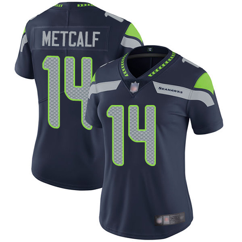 Seahawks #14 D.K. Metcalf Steel Blue Team Color Women's Stitched Vapor Untouchable Limited Jersey cheap jerseys for sale - CheapJerseys.Shop