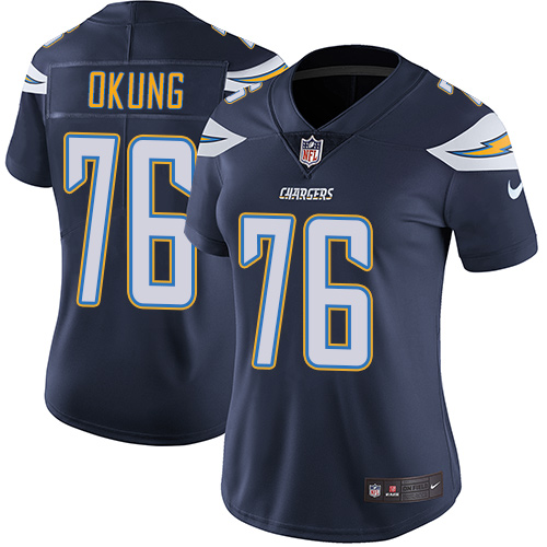 Los Angeles Chargers #76 Russell Okung Navy Blue Team Color Women's Stitched Vapor Untouchable Limited Jersey Womens cheap jerseys for sale - CheapJerseys.Shop