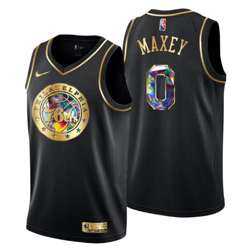 Philadelphia Philadelphia 76ers #0 Tyrese Maxey Mens Golden Edition Diamond Logo 2021/22 Swingman Jersey - Black Mens cheap jerseys for sale - CheapJerseys.Shop