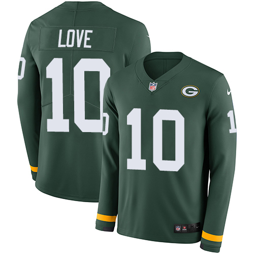 Packers #10 Jordan Love Green Team Color Youth Stitched Limited Therma Long Sleeve Jersey cheap jerseys for sale - CheapJerseys.Shop