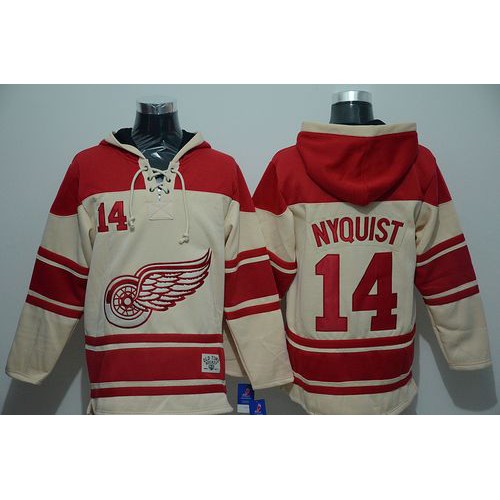 Detroit Red Wings #14 Gustav Nyquist Cream Sawyer Hooded Sweatshirt Stitched Jersey Men's cheap jerseys for sale - CheapJerseys.Shop
