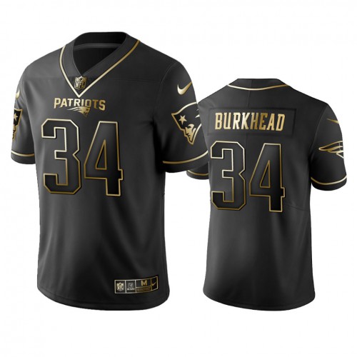 New England Patriots #34 Rex Burkhead Black Golden Limited Edition Stitched Jersey Men's cheap jerseys for sale - CheapJerseys.Shop