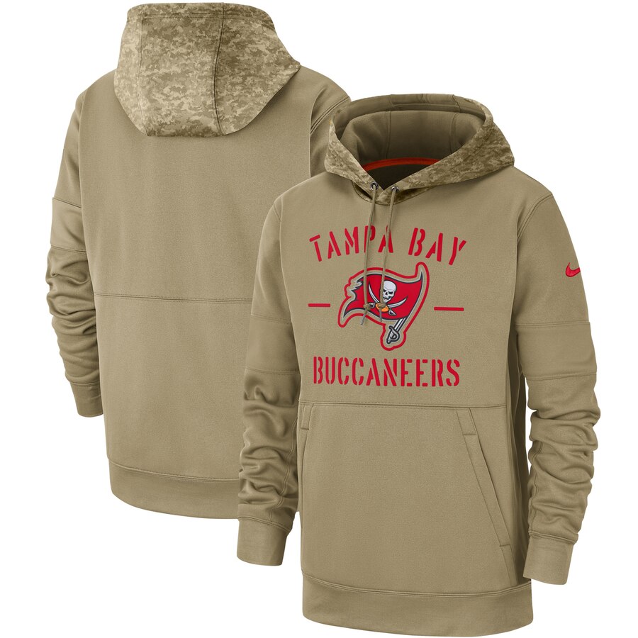Men's Tampa Bay Buccaneers Tan 2019 Salute To Service Sideline Therma Pullover Hoodie cheap jerseys for sale - CheapJerseys.Shop