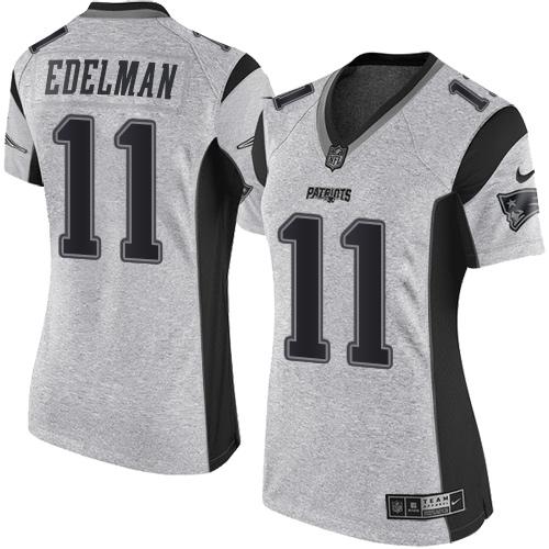 Patriots #11 Julian Edelman Gray Women's Stitched Limited Gridiron Gray II Jersey cheap jerseys for sale - CheapJerseys.Shop