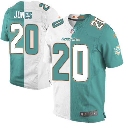 Miami Dolphins #20 Reshad Jones Aqua Green/White Men's Stitched Elite Split Jersey Men's cheap jerseys for sale - CheapJerseys.Shop