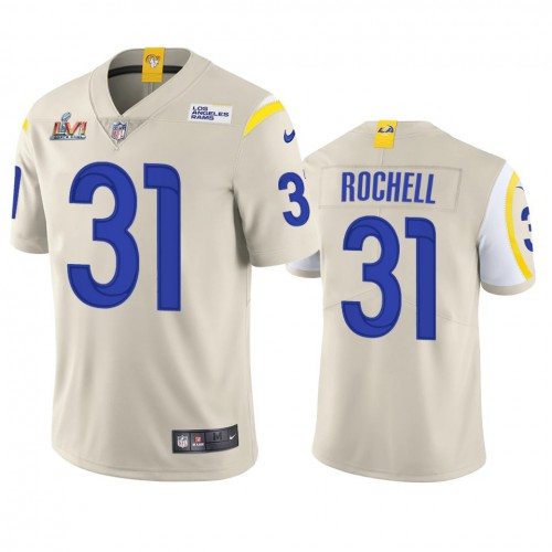Los Angeles Los Angeles Rams #31 Robert Rochell Men's Super Bowl LVI Patch Vapor Limited Jersey - Bone Men's cheap jerseys for sale - CheapJerseys.Shop