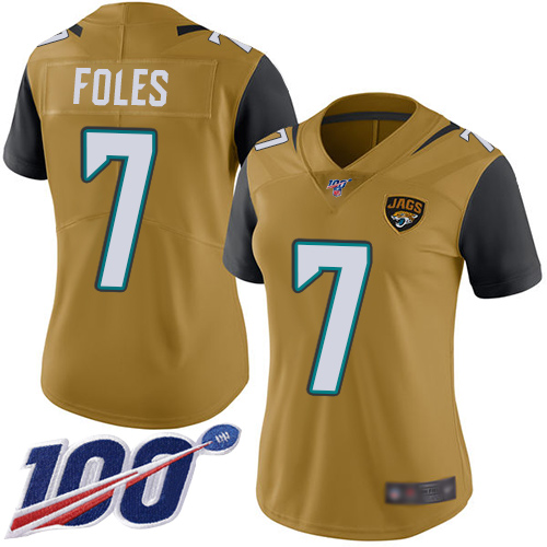 Jacksonville Jaguars #7 Nick Foles Gold Women's Stitched Limited Rush 100th Season Jersey Womens cheap jerseys for sale - CheapJerseys.Shop