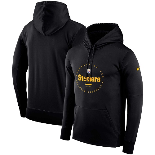 Men's Pittsburgh Steelers Black Sideline Property Of Wordmark Logo Performance Pullover Hoodie cheap jerseys for sale - CheapJerseys.Shop