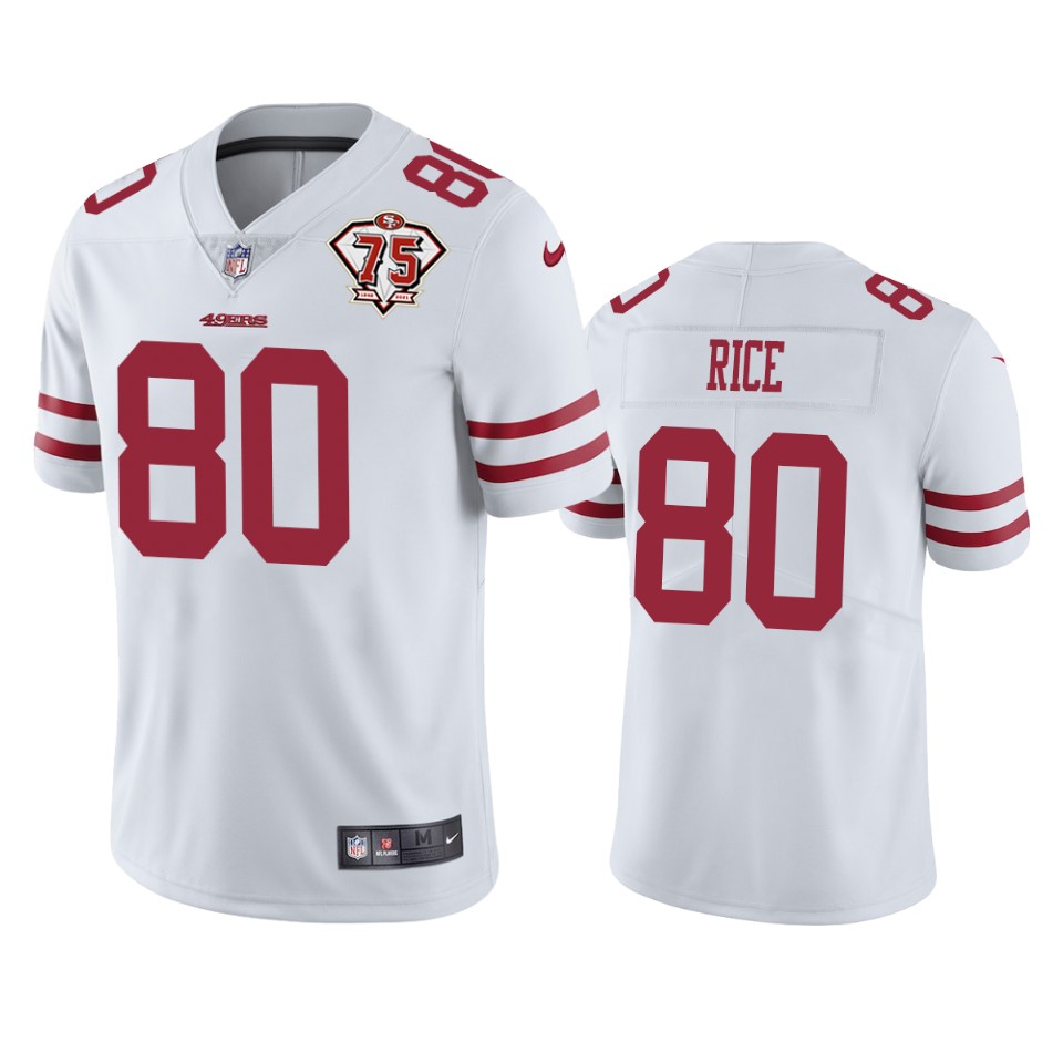 49ers #80 Jerry Rice White Men's 75th Anniversary Stitched Vapor Untouchable Limited Jersey cheap jerseys for sale - CheapJerseys.Shop