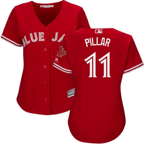 Toronto Blue Jays #11 Kevin Pillar Red Canada Day Women's Stitched Jersey Womens cheap jerseys for sale - CheapJerseys.Shop