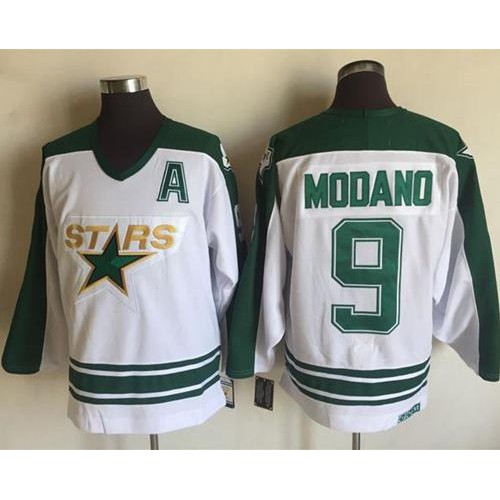 Dallas Stars #9 Mike Modano White CCM Throwback Stitched Jersey Men's cheap jerseys for sale - CheapJerseys.Shop