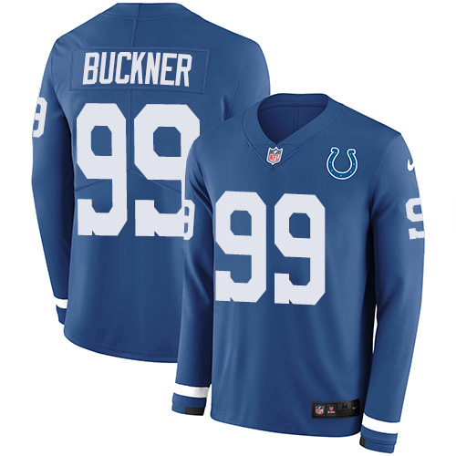 Indianapolis Colts #99 DeForest Buckner Royal Blue Team Color Men's Stitched Limited Therma Long Sleeve Jersey Men's cheap jerseys for sale - CheapJerseys.Shop