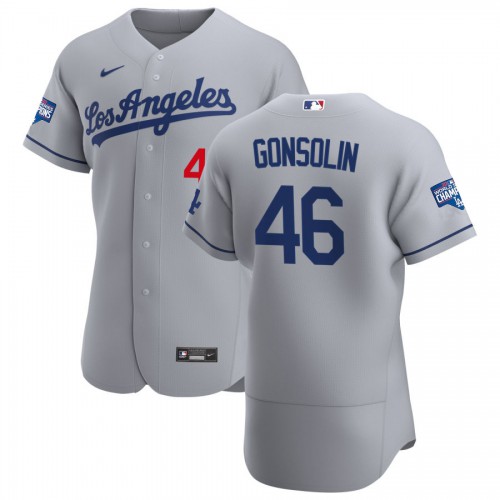 Los Angeles Los Angeles Dodgers #46 Tony Gonsolin Men's Gray Road 2020 World Series Champions Authentic Team Jersey Men's cheap jerseys for sale - CheapJerseys.Shop