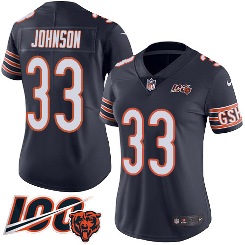Chicago Bears #33 Jaylon Johnson Navy Blue Team Color Women's Stitched 100th Season Vapor Untouchable Limited Jersey Womens cheap jerseys for sale - CheapJerseys.Shop