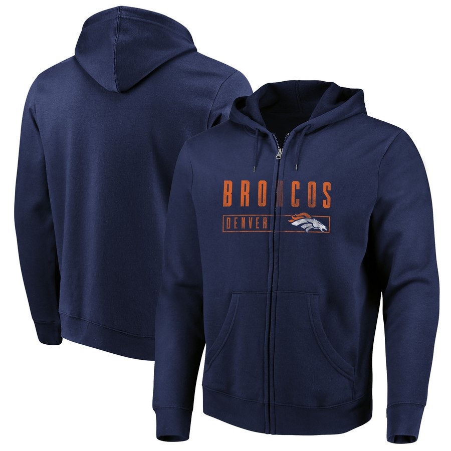 Denver Broncos Majestic Hyper Stack Full-Zip Hoodie Navy cheap jerseys for sale - CheapJerseys.Shop
