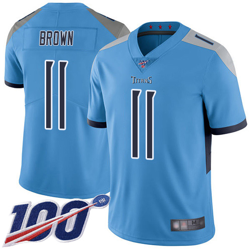Tennessee Titans #11 A.J. Brown Light Blue Alternate Men's Stitched 100th Season Vapor Limited Jersey Men's cheap jerseys for sale - CheapJerseys.Shop