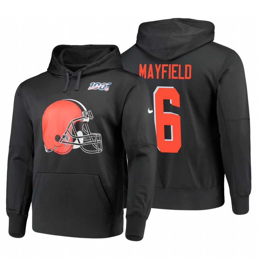 Cleveland Browns #6 Baker Mayfield 100 Primary Logo Circuit Name & Number Pullover Hoodie Anthracite cheap jerseys for sale - CheapJerseys.Shop