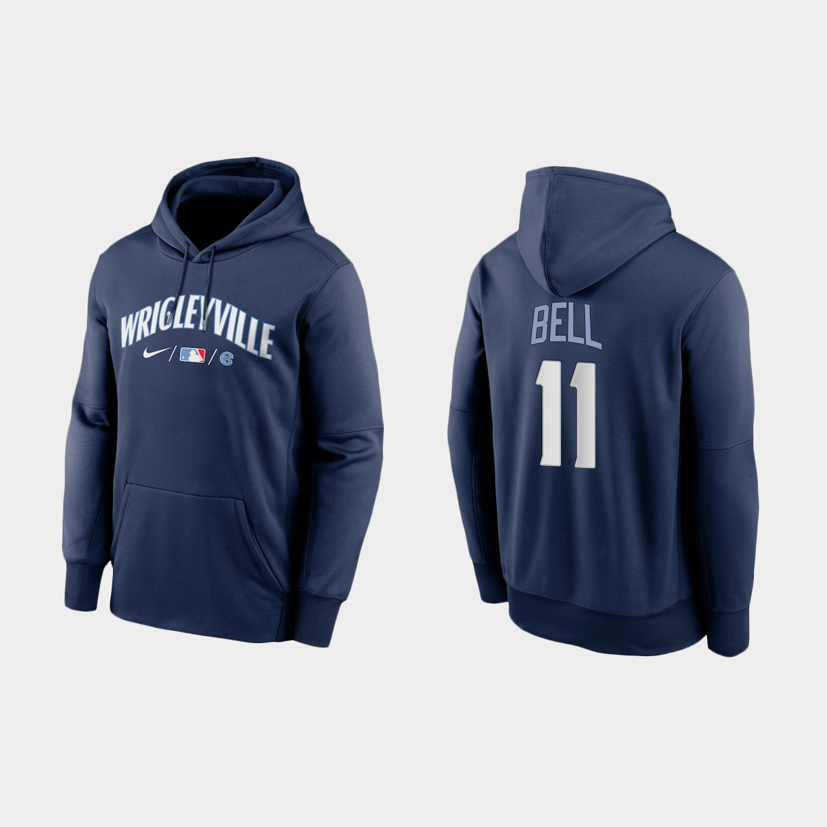 Chicago Cubs #11 George Bell Men's 2021 City Connect Navy Therma Hoodie cheap jerseys for sale - CheapJerseys.Shop
