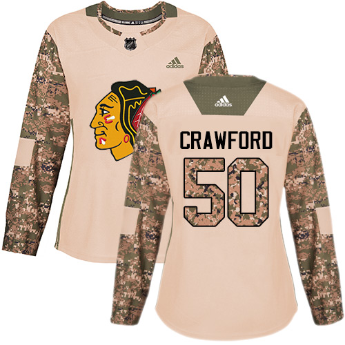 Chicago Blackhawks #50 Corey Crawford Camo Authentic 2017 Veterans Day Women's Stitched Jersey Womens cheap jerseys for sale - CheapJerseys.Shop