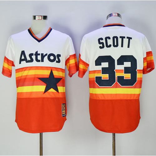 Houston Astros #33 Mike Scott White/Orange 1980 Turn Back The Clock Stitched Jersey Men's cheap jerseys for sale - CheapJerseys.Shop
