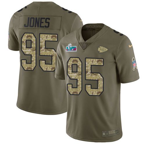 Chiefs #95 Chris Jones Olive/Camo Super Bowl LVII Patch Men's Stitched Limited 2017 Salute To Service Jersey cheap jerseys for sale - CheapJerseys.Shop