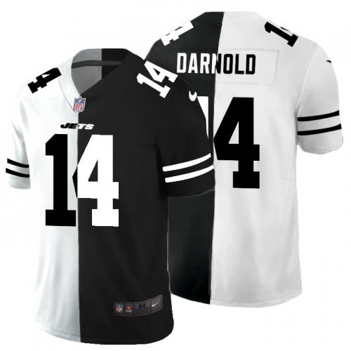 New York New York Jets #14 Sam Darnold Men's Black V White Peace Split Vapor Untouchable Limited Jersey Men's cheap jerseys for sale - CheapJerseys.Shop