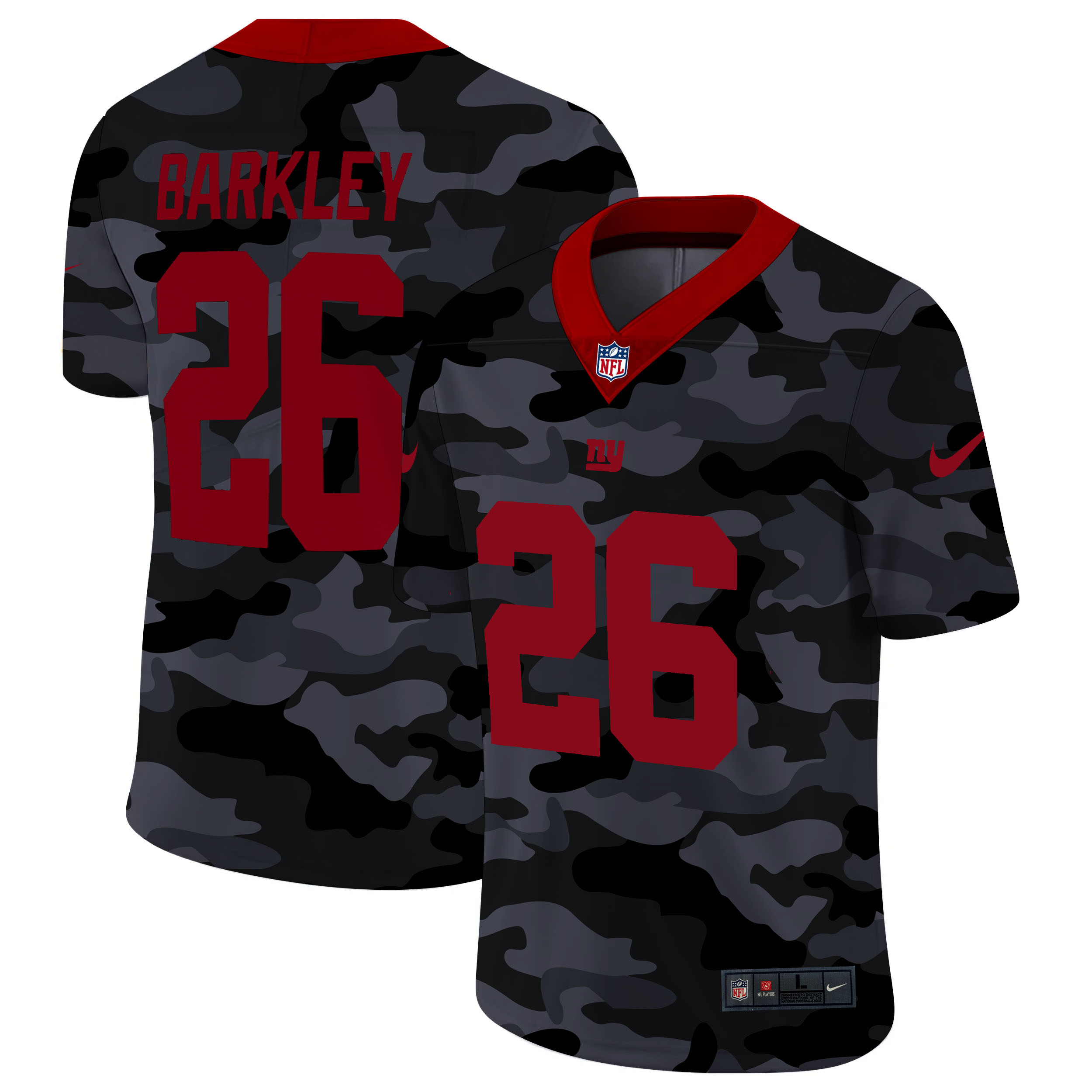 New York Giants #26 Saquon Barkley Men's 2020 Black CAMO Red Vapor Untouchable Limited Stitched Jersey cheap jerseys for sale - CheapJerseys.Shop