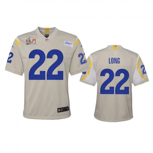 Los Angeles Los Angeles Rams #22 David Long Youth Super Bowl LVI Patch Game Jersey - Bone Youth cheap jerseys for sale - CheapJerseys.Shop