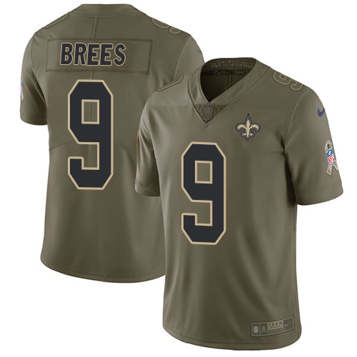 Saints #9 Drew Brees Olive Youth Stitched Limited 2017 Salute To Service Jersey cheap jerseys for sale - CheapJerseys.Shop