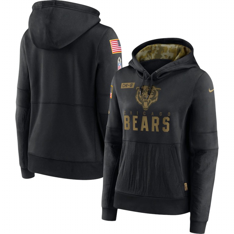 Chicago Bears Women's 2020 Salute To Service Performance Pullover Hoodie Black cheap jerseys for sale - CheapJerseys.Shop