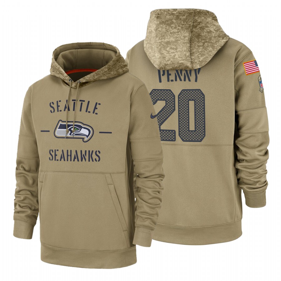 Seattle Seahawks #20 Rashaad Penny Tan 2019 Salute To Service Name & Number Sideline Therma Pullover Hoodie cheap jerseys for sale - CheapJerseys.Shop