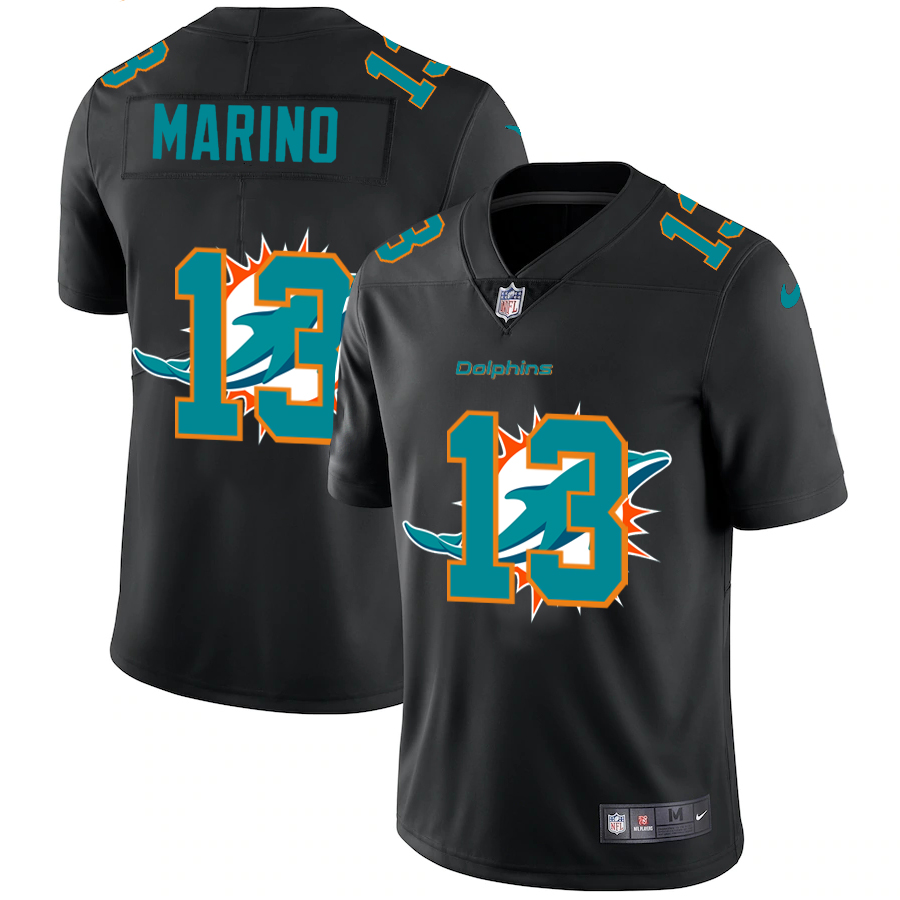 Miami Dolphins #13 Dan Marino Men's Team Logo Dual Overlap Limited Jersey Black cheap jerseys for sale - CheapJerseys.Shop