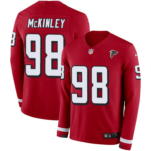 Atlanta Falcons #98 Takkarist McKinley Red Team Color Men's Stitched Limited Therma Long Sleeve Jersey Men's cheap jerseys for sale - CheapJerseys.Shop