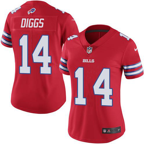 Bills #14 Stefon Diggs Red Women's Stitched Limited Rush Jersey cheap jerseys for sale - CheapJerseys.Shop