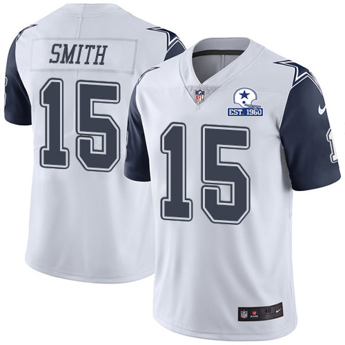 Dallas Cowboys #15 Devin Smith White Men's Stitched With Established In 1960 Patch Limited Rush Jersey Men's cheap jerseys for sale - CheapJerseys.Shop