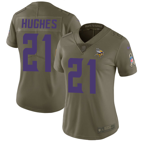 Minnesota Vikings #21 Mike Hughes Olive Women's Stitched Limited 2017 Salute to Service Jersey Womens cheap jerseys for sale - CheapJerseys.Shop