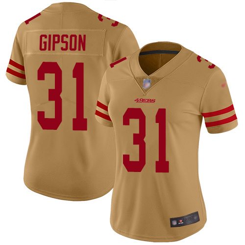 49ers #31 Tashaun Gipson Gold Women's Stitched Limited Inverted Legend Jersey cheap jerseys for sale - CheapJerseys.Shop