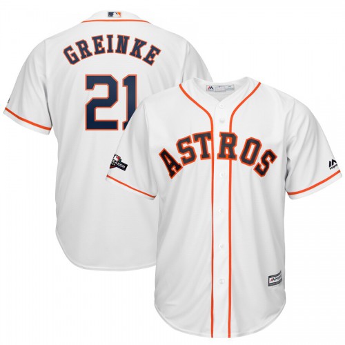 Houston Houston Astros #21 Zack Greinke Majestic 2019 Postseason Official Cool Base Player Jersey White Men's cheap jerseys for sale - CheapJerseys.Shop