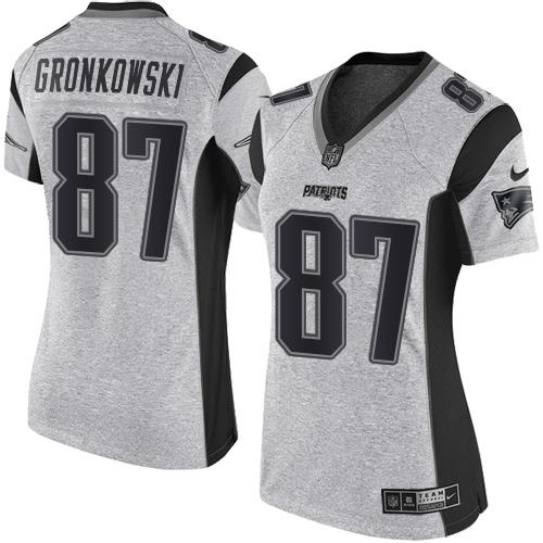 New England Patriots #87 Rob Gronkowski Gray Women's Stitched Limited Gridiron Gray II Jersey Womens cheap jerseys for sale - CheapJerseys.Shop