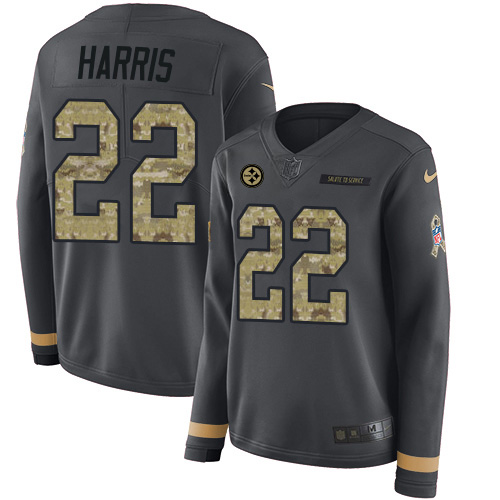 Steelers #22 Najee Harris Anthracite Salute To Service Women's Stitched Limited Therma Long Sleeve Jersey cheap jerseys for sale - CheapJerseys.Shop