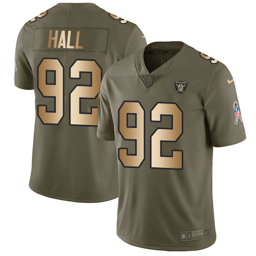 Las Vegas Raiders #92 P.J. Hall Olive/Gold Men's Stitched Limited 2017 Salute To Service Jersey Men's cheap jerseys for sale - CheapJerseys.Shop