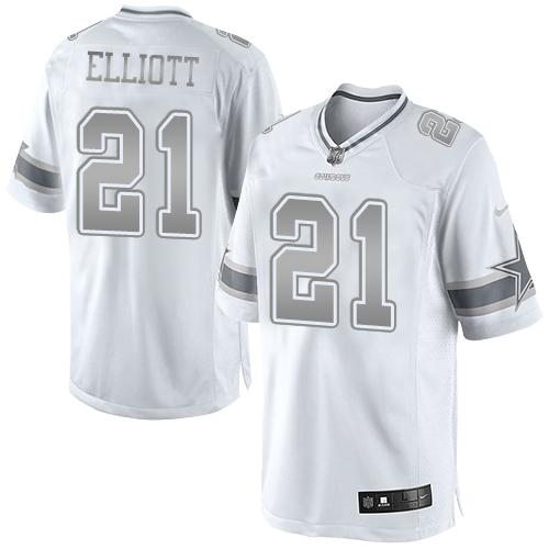 Cowboys #21 Ezekiel Elliott White Men's Stitched Limited Platinum Jersey cheap jerseys for sale - CheapJerseys.Shop