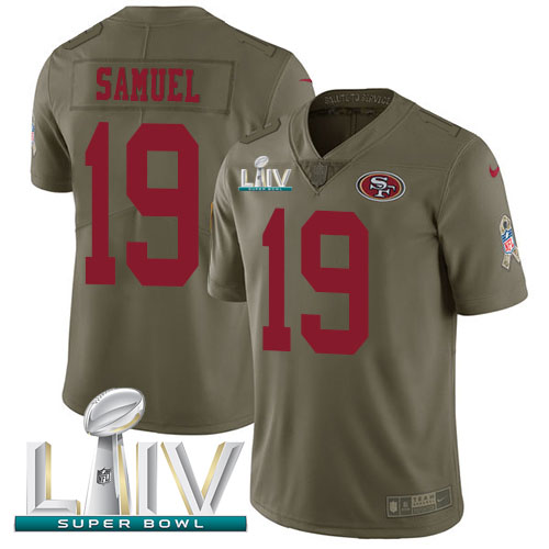 49ers #19 Deebo Samuel Olive Super Bowl LIV 2020 Men's Stitched Limited 2017 Salute To Service Jersey cheap jerseys for sale - CheapJerseys.Shop