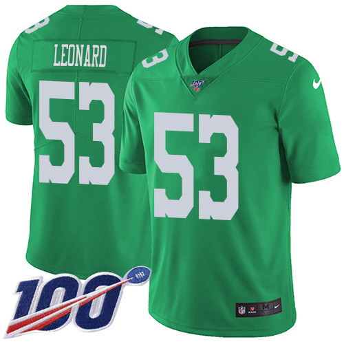 Eagles #53 Shaquille Leonard Green Men's Stitched Limited Rush 100th Season Jersey cheap jerseys for sale - CheapJerseys.Shop